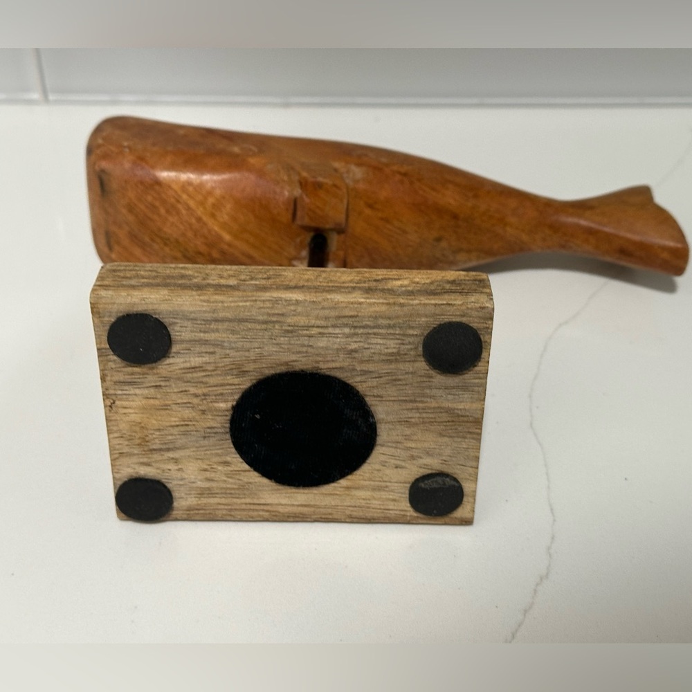 Vintage Hand Crafted Wood Marine Whale Figurine Wood Curved Whale Decor long - Picture 7 of 12